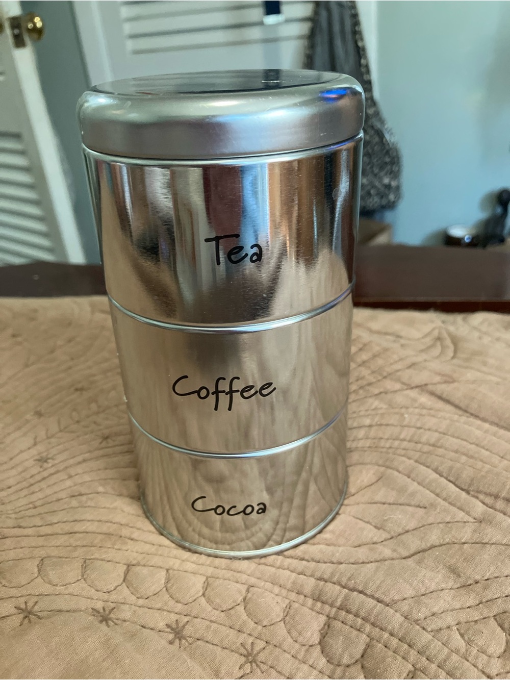 Basic Essentials Stackable Stainless Steel Tea, Coffee & Cocoa Storage Canisters
